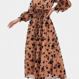 Iolanda Floral Lace Maxi Dress with Lantern Sleeves