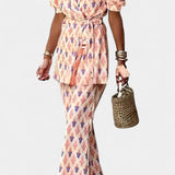 Araceli Printed Set with Blazer and Flared Trousers