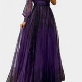 Becca Chiffon Maxi Dress with One Shoulder and Voluminous Flower