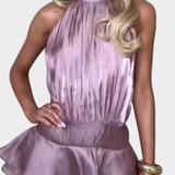 Azucena Mini Dress with Open Back and Pleated Waist