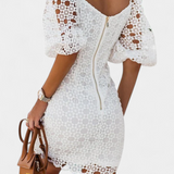 Engracia Short Lace Dress with Puff Sleeves