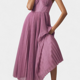 Ottilie Pleated Chiffon Dress with Sculpted Corset and Heart Neckline