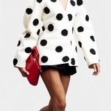 Clara V-Neck Blazer with Puffed Dots