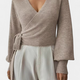 Persephone Cross-Back Strap Sweater with V-Neck