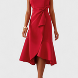 Claudia Asymmetrical Midi Dress with Elegant Draping