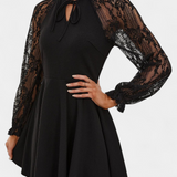 Jasella Floral Lace Mini Dress with Long Sleeves