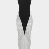 Ariana Bicolour Midi Dress with Pleats