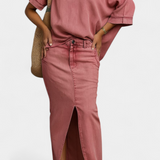 Apolonia Asymmetrical Denim Set with Elegant Opening