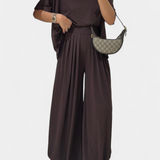 Trista Casual Set of Soft Top and Wide Leg Trousers