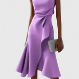 Claudia Asymmetrical Midi Dress with Elegant Draping