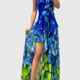 Andy Maxi Dress Without Sleeves with Ruffled Layers and Gradient Split