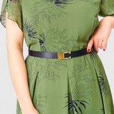 Lupita Green Chiffon Midi Dress with A-Line Cut