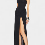 Duchess Maxi Draped Dress with Side Slit