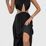 Sorina Midi Halter Dress with Cutouts
