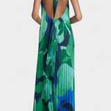 Giselle Long Pleated Dress with Halter Neck and Elegant Movement