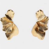 Textured Metal Leaf Drop Earrings