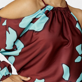 Long Dress with Open Sleeves and Abstract Print