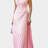 Elyna Asymmetrical Maxi Dress without Sleeves with Mock Neck