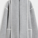 Pauline Loose Fit Coat with Integrated Fringed Scarf