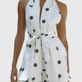 Eshra Polka Dot Halter Top and Shorts Set