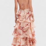 Juliette Ruffled Dress with Jewel Neckline