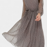 Cymene Midi Polka Dot Dress with Puff Sleeves