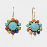 Multicolour Round Earrings with Turquoise
