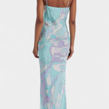 Valera Long Dress with Swirl Print and Sleeveless Cut