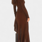 Recife Asymmetrical Long Dress with One Shoulder and Long Sleeves