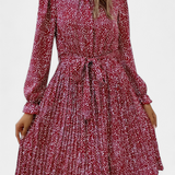 Evabeth Leopard Print Pleated Midi Dress