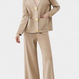 Aireen Knit Set with Cardigan and Wide-Leg Trousers