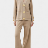 Aireen Knit Set with Cardigan and Wide-Leg Trousers