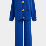 Aireen Knit Set with Cardigan and Wide-Leg Trousers