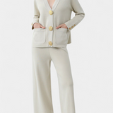 Aireen Knit Set with Cardigan and Wide-Leg Trousers