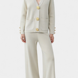 Aireen Knit Set with Cardigan and Wide-Leg Trousers
