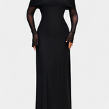 Lorelei Fitted Mesh Dress with Straight Neckline