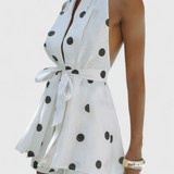 Eshra Polka Dot Halter Top and Shorts Set