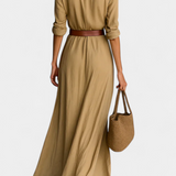 Souline Maxi Dress with Lapel and Long Sleeves