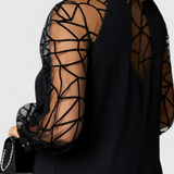 Bellezza Black Dress with Mesh Sleeves and Loose Fit