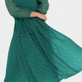 Cymene Midi Polka Dot Dress with Puff Sleeves