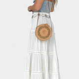 Dola Maxi Boho Skirt with Lace and Front Split