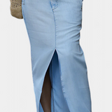 Apolonia Asymmetrical Denim Set with Elegant Opening