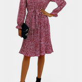 Evabeth Leopard Print Pleated Midi Dress