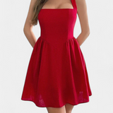 Kassandra Mini Dress Halter with Open Back and Flared Silhouette