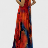 Caprice Floral Print Chiffon Maxi Dress with Halter Neck