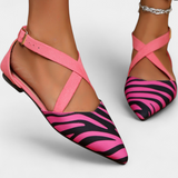 Fenna Ballerinas with Zebra Print and Crossed Straps