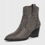Berenice Elegant Boots with Patchwork and Side Zip