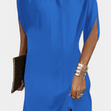 Haruna Timeless Midi Dress with Round Neck