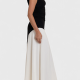 Mallory Bicolour Midi Dress with Straight Cut and Defined Silhouette
