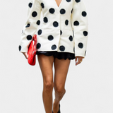 Clara V-Neck Blazer with Puffed Dots